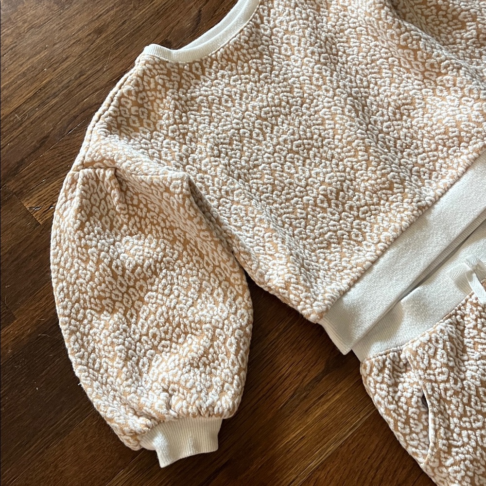 Janie and Jack leopard sweater and jogger pant set - Picture 2 of 7